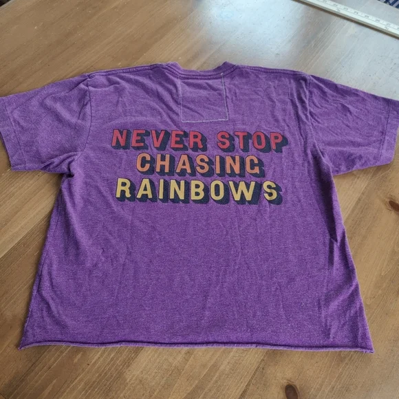 Aviator Nation Women’s T-Shirt Smiley Never Stop Chasing Rainbows Size Medium G - Picture 8 of 9
